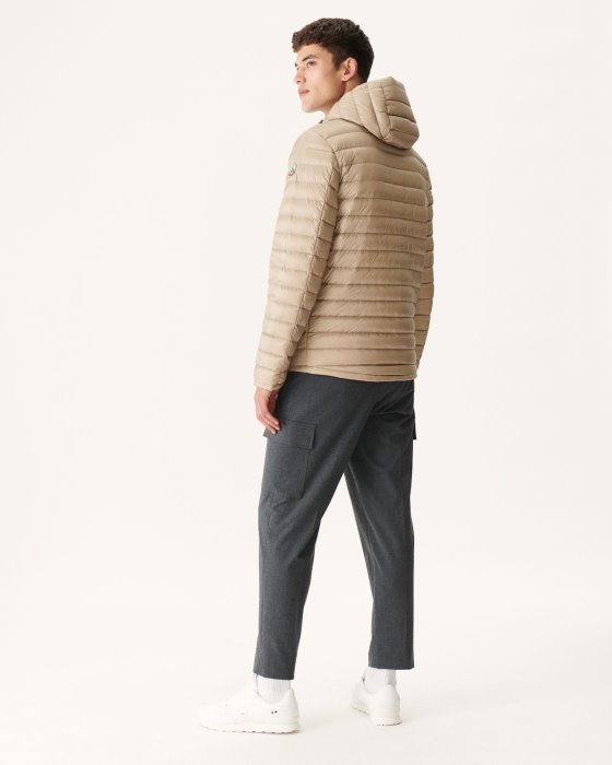 Army/Beige Reversible Hooded Puffer Jacket Bergen Jott New In
