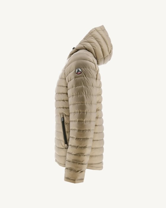 Army/Beige Reversible Hooded Puffer Jacket Bergen Jott New In