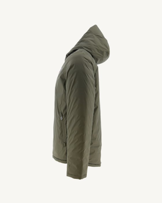 Army/Beige Reversible Hooded Puffer Jacket Bergen Jott New In