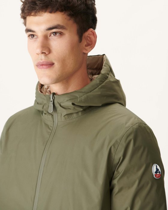 Army/Beige Reversible Light Puffer Jacket Amsterdam Jott New In