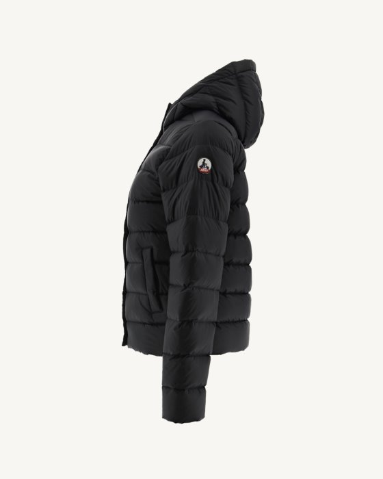 Black Jane Straight Hooded Puffer Jacket Jott New In
