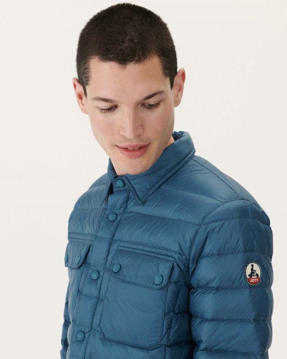 Blue Jeans Cris Lightweight Shirt Collar Puffer Jacket Jott New In