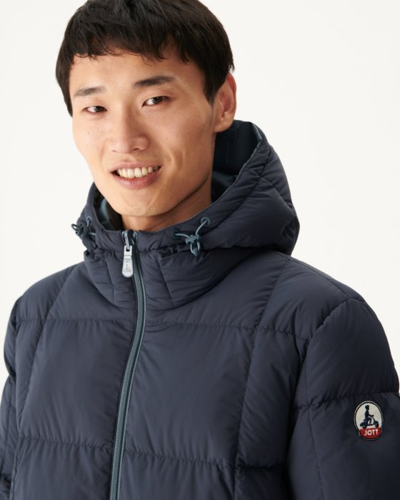 Blue/Marine Extreme Cold Reversible Hooded Down Jacket Toronto Jott New In