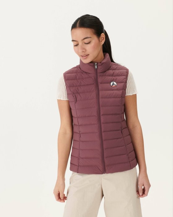 Burgundy Grenada Stretch Sleeveless Puffer Jacket Jott New In