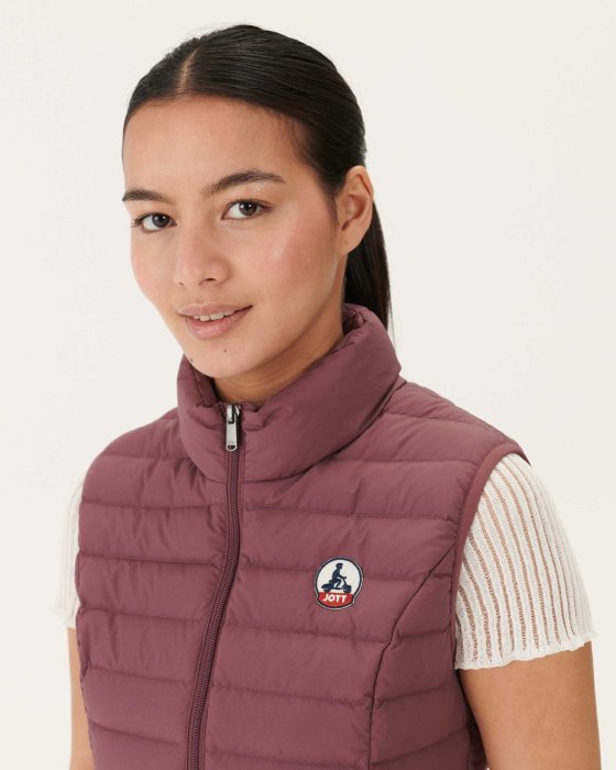 Burgundy Grenada Stretch Sleeveless Puffer Jacket Jott New In