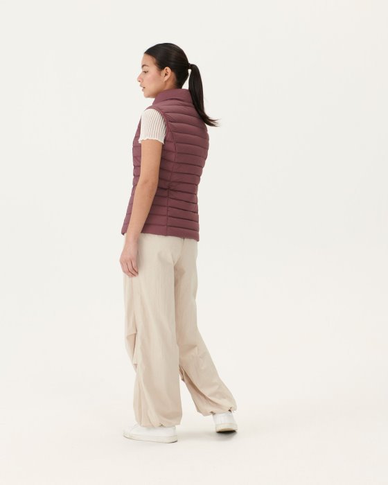 Burgundy Grenada Stretch Sleeveless Puffer Jacket Jott New In