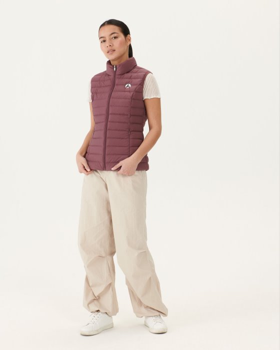 Burgundy Grenada Stretch Sleeveless Puffer Jacket Jott New In