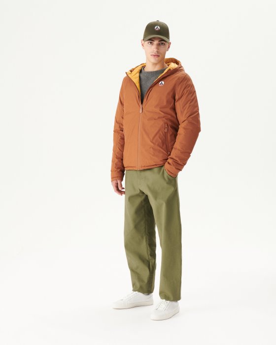Caramel/Moutarde Reversible Hooded Puffer Jacket Bergen Jott New In