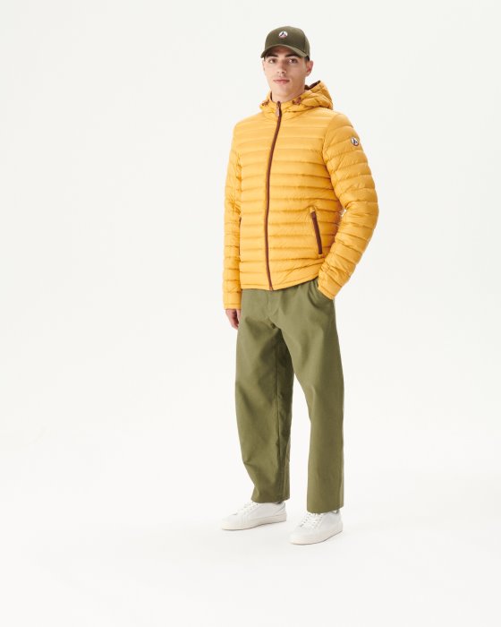 Caramel/Moutarde Reversible Hooded Puffer Jacket Bergen Jott New In