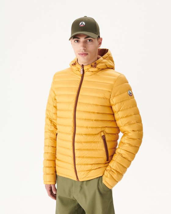 Caramel/Moutarde Reversible Hooded Puffer Jacket Bergen Jott New In