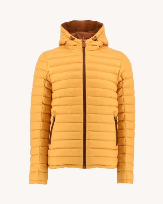 Caramel/Moutarde Reversible Hooded Puffer Jacket Bergen Jott New In