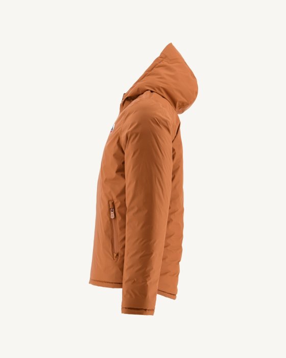 Caramel/Moutarde Reversible Hooded Puffer Jacket Bergen Jott New In