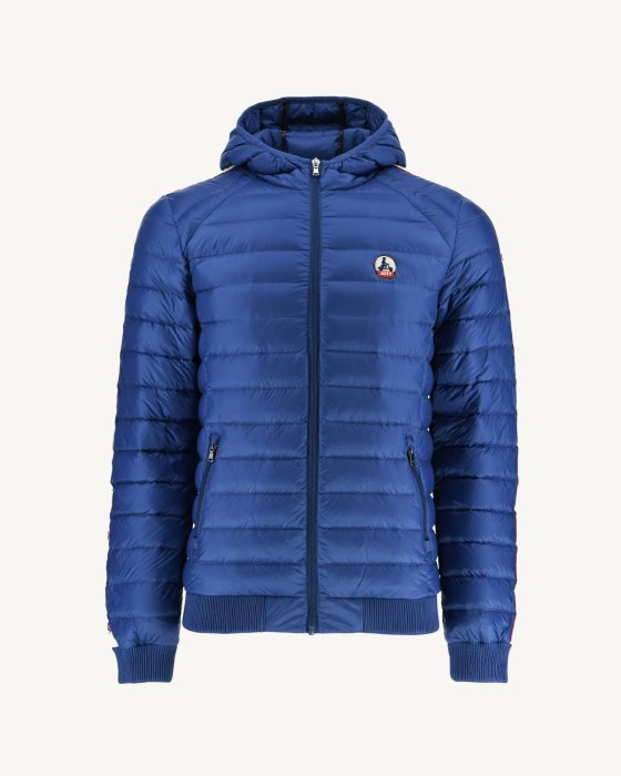 Dark Denim Hooded Down Jacket Colin Jott New In