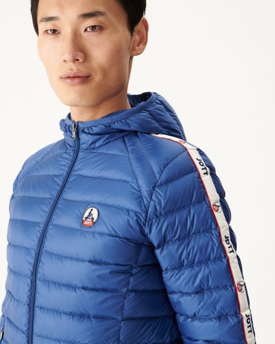 Dark Denim Hooded Down Jacket Colin Jott New In