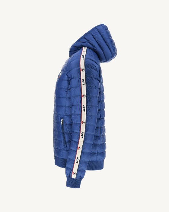 Dark Denim Hooded Down Jacket Colin Jott New In