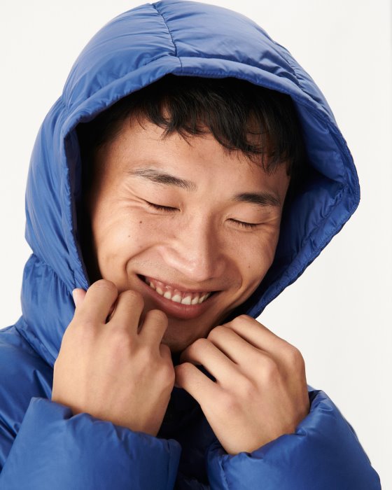 Dark Denim Hooded Down Jacket Java Jott New In