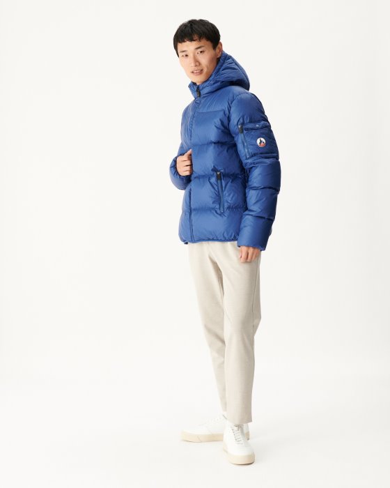 Dark Denim Hooded Down Jacket Java Jott New In