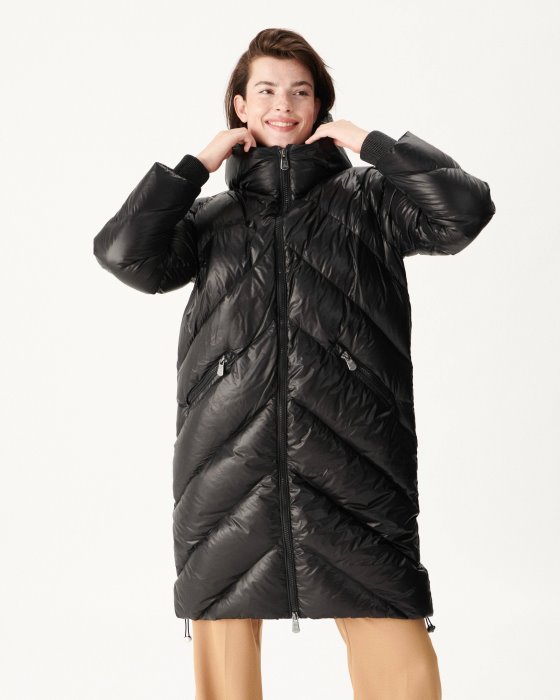 Extreme Cold Hooded Long Down Jacket Noir Comet Jott New In