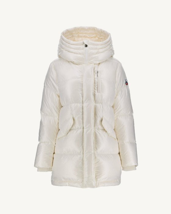 Hooded Lacquered Down Jacket Great Cold Blanc Santa Jott New In