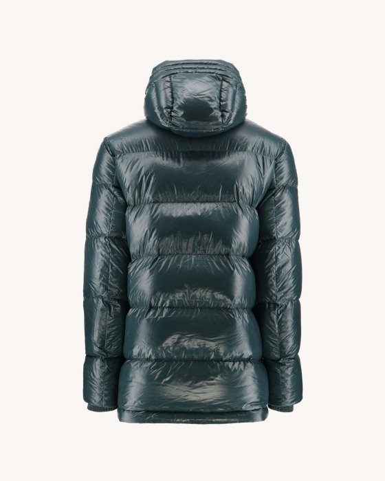 Hooded Lacquered Down Jacket Great Cold Vert Fonce Claus Jott New In