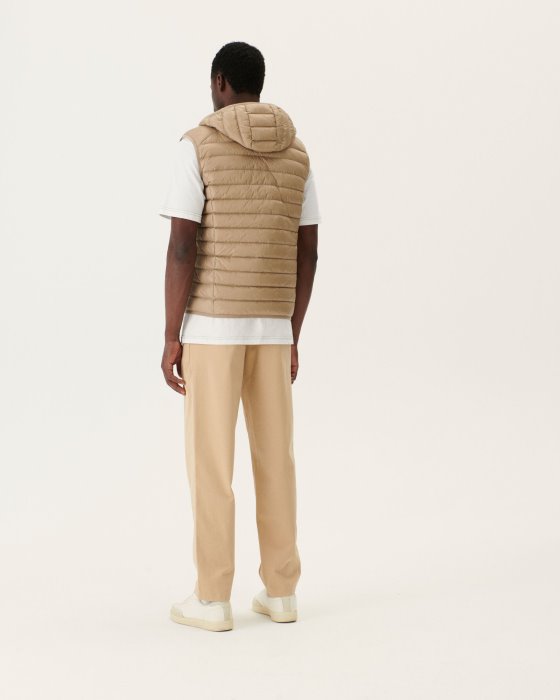 Hooded Sleeveless Down Jacket Beige Pat Jott New In