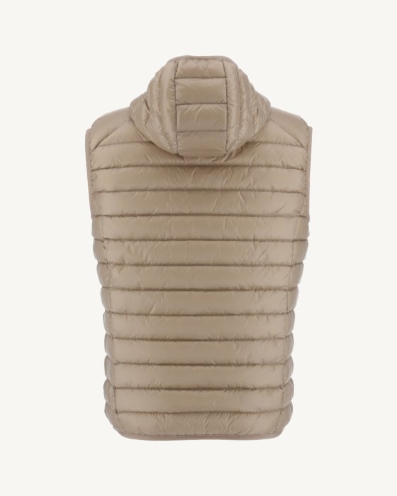 Hooded Sleeveless Down Jacket Beige Pat Jott New In