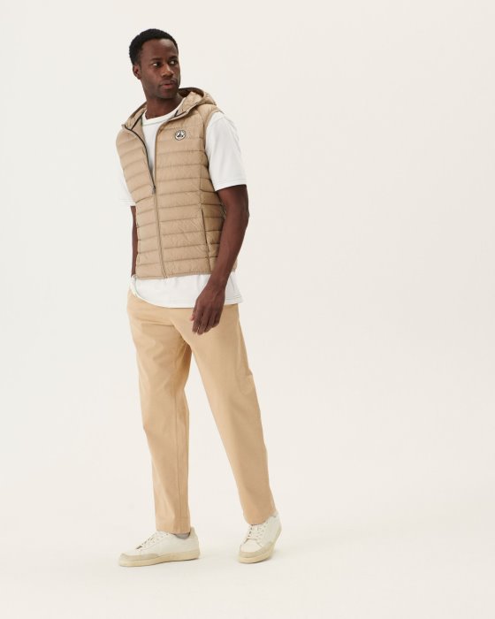 Hooded Sleeveless Down Jacket Beige Pat Jott New In
