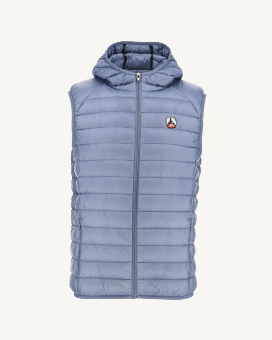 Hooded Sleeveless Down Jacket Blue Delave Pat Jott New In