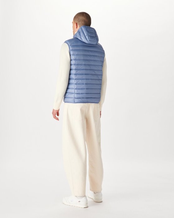 Hooded Sleeveless Down Jacket Blue Delave Pat Jott New In