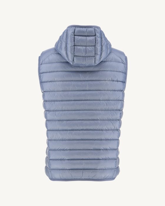 Hooded Sleeveless Down Jacket Blue Delave Pat Jott New In