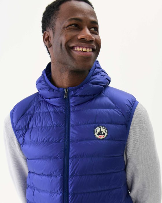 Hooded Sleeveless Down Jacket Dark Denim Pat Jott New In