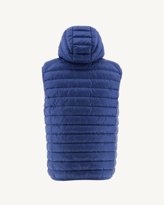 Hooded Sleeveless Down Jacket Dark Denim Pat Jott New In