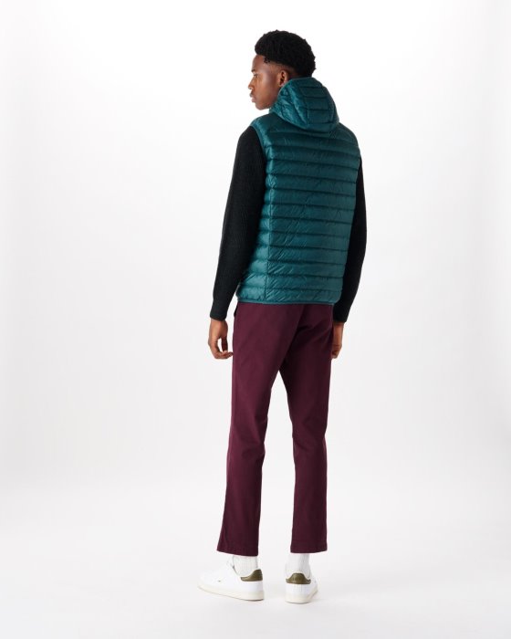 Hooded Sleeveless Down Jacket Vert Fonce Pat Jott New In