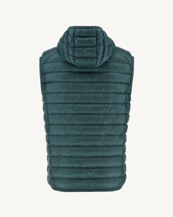 Hooded Sleeveless Down Jacket Vert Fonce Pat Jott New In