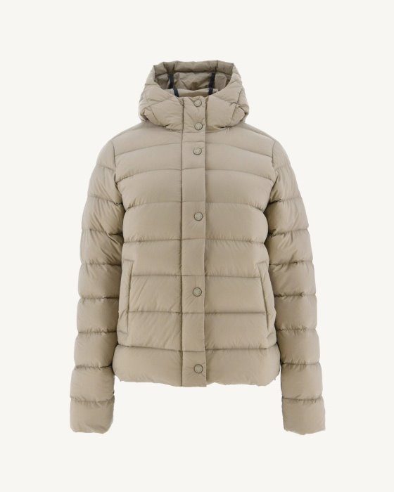 Jott New In Beige Jane Straight Hooded Puffer Jacket