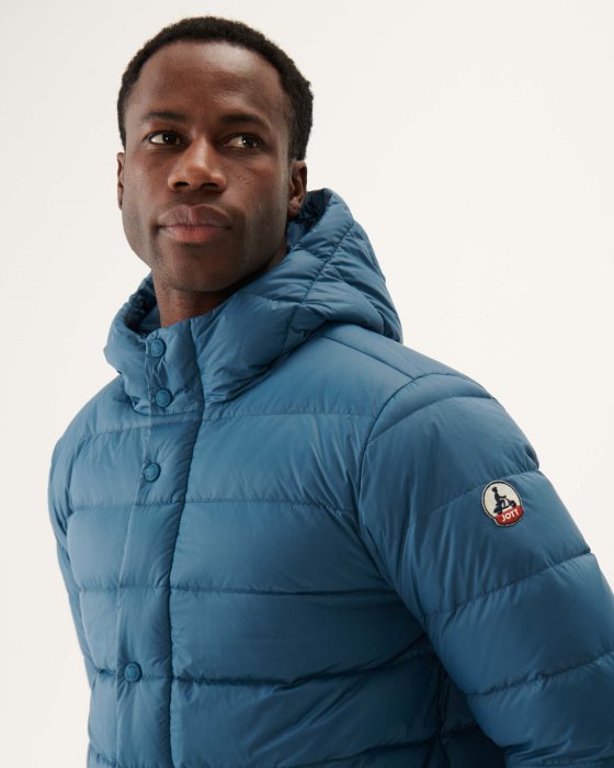 Jott New In Blue Jeans Jorge Hooded Puffer Jacket
