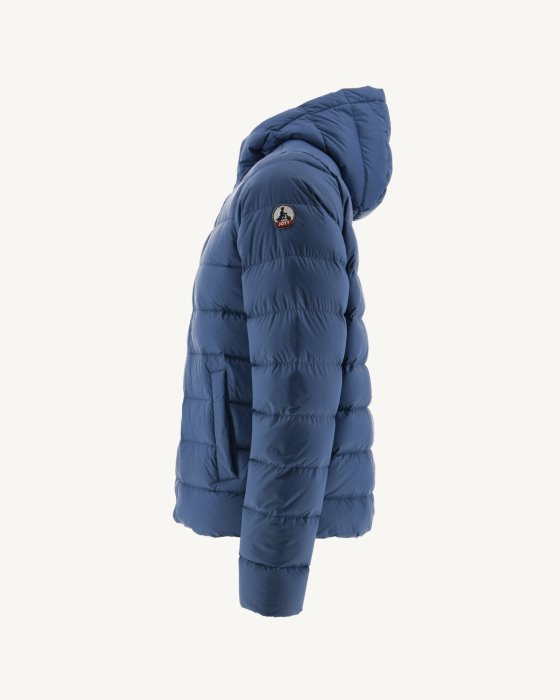 Jott New In Blue Jeans Jorge Hooded Puffer Jacket