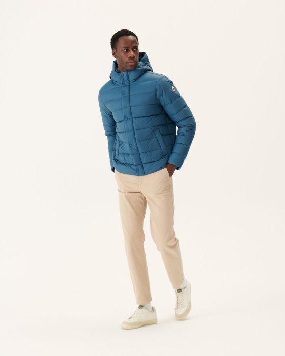 Jott New In Blue Jeans Jorge Hooded Puffer Jacket