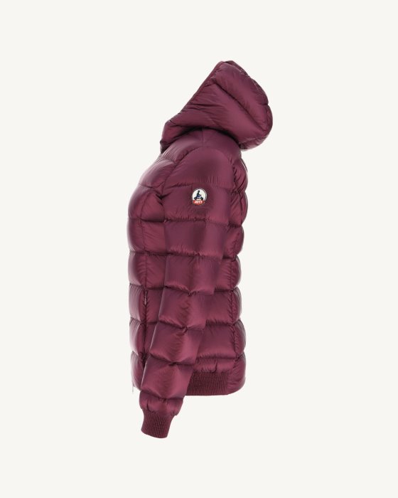 Jott New In Extreme Cold Hooded Down Jacket Aubergine Celine