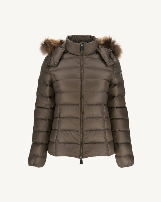 Jott New In Extreme Cold Hooded Down Jacket Taupe Luxe