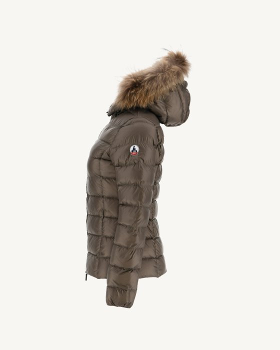 Jott New In Extreme Cold Hooded Down Jacket Taupe Luxe