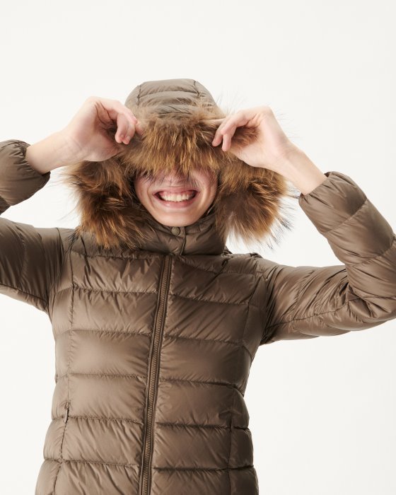 Jott New In Extreme Cold Hooded Down Jacket Taupe Luxe