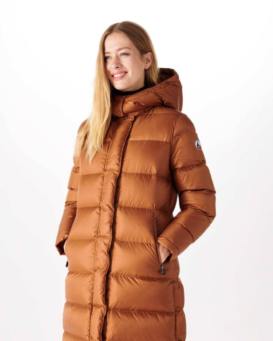 Jott New In Extreme Cold Long Hooded Down Jacket Caramel Karachi