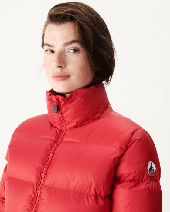 Jott New In Extreme Cold Quilted Down Jacket Rouge Cardiff