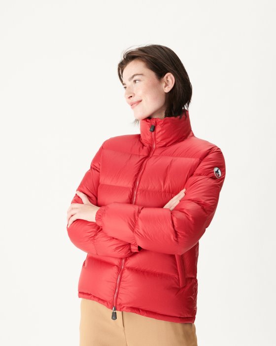 Jott New In Extreme Cold Quilted Down Jacket Rouge Cardiff