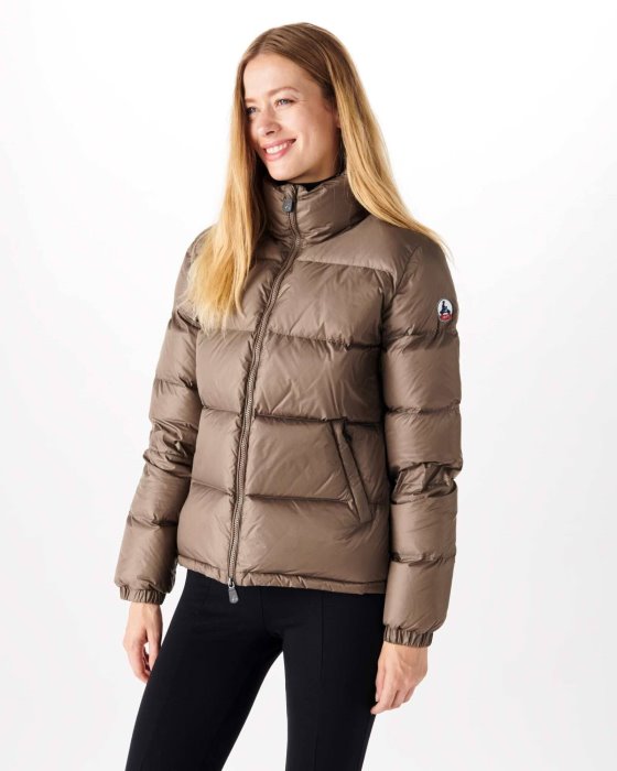 Jott New In Extreme Cold Quilted Down Jacket Taupe Cardiff