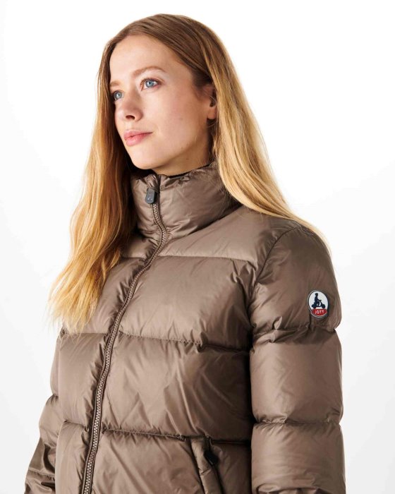Jott New In Extreme Cold Quilted Down Jacket Taupe Cardiff