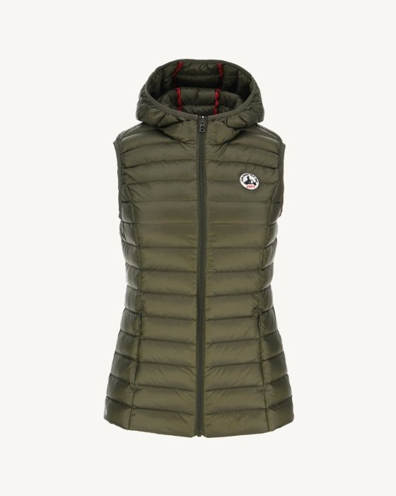Jott New In Light Sleeveless Down Jacket Army Mali