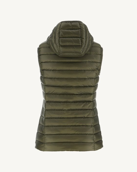 Jott New In Light Sleeveless Down Jacket Army Mali