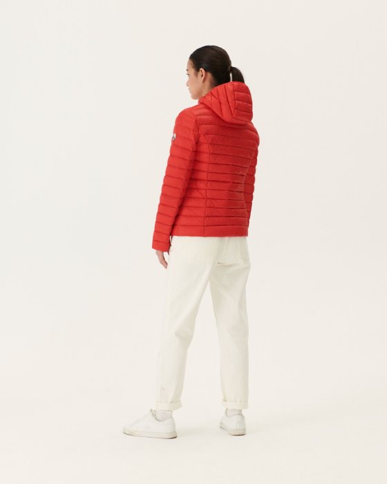Jott New In Lightweight Hooded Down Jacket Fire Red Cloe